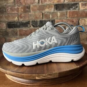 Hoka Gaviota 5 Men's 8 Limestone Gray Blue Cushioned Road Running Sneaker Shoes